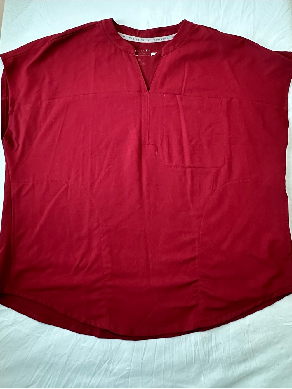 Fabletics Oversized Cap Sleeve scrub Top | XL | Dark Red | V-Neck |